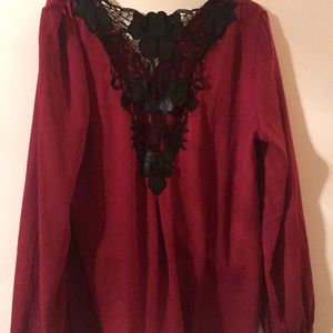 NEVER WORN! Burgundy high low blouse